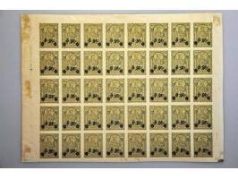 Warszawa 1915, 2 gr.  with stars on 10 Gr. and 6 gr. with stars on 5 Gr., both in imperforated full sheet of 40 stamps, some 
