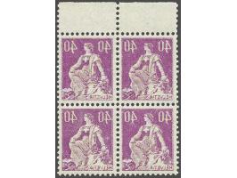 Helvetia with sword 40 centimes type II with the error complete mirrorprint at reverse in a block of 4 with sheet margin, ver