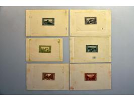 Landscapes 1 heller - 5 kronen, imperforated proofs in choosen colours in sheetlet, some brown spotting, fine, cat.v. 2700