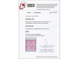 Pigeon with broken sword 20 centimes carmine lilac with the error complete mirrorprint at reverse in block of 4 with sheet ma