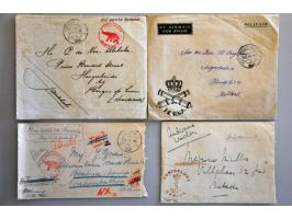 ca.125 portvrije militaire poststukken ca.1946-1951, veel naar Nederland met Veldpost stempels, Noodstempels, 4x Rode Olifant