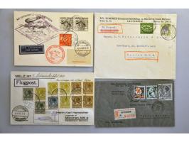 9 luchtpostenveloppen vanaf 1921 w.b. 1e Zuid-Amerikavaart 1930, 2e 1931, 4e 1932, Nederlandvaart 1932, Argentiniëvaart 1934,