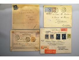 poststukken (ca. 40 ex.) w.b. pakketkaarten vanaf Wilhelmina Hangend Haar met enige meng- en combinatiefrankeringen (o.a. nr.