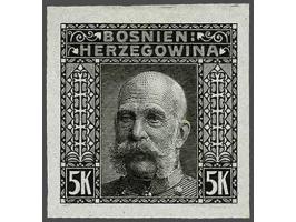 Landscapes 1 heller - 5 kronen, imperforated proofs in black on normal paper and 17 imperforated stamps between 2 -10 heller 