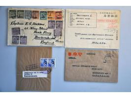 ca. 50 post(waarde)stukken w.b. betere ex, 1 ex. deviezencontrole, noodstempel Buitenzorg, iets Japanse bezetting etc.