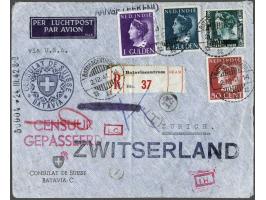 Netherlands Indies registered air mail letter (franking 25 ct. and 50 ct. and 1 and 2 gulden queen Wilhelmina) from Batavia-C
