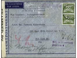 Concentration Camp Sobibor, air mail letter Hilversum-New York 25.VIII.1941, German Frankfort censor, addressee unknown Not i