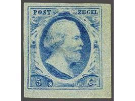 5 cent blauw plaat IV pos. 75, pracht ex. met volle originele gom (iets getint) en miniem hoekvouwtje en gesigneerd Koopman