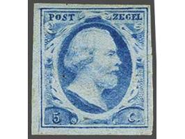 5 cent blauw plaat V pos. 29, pracht ex. met originele gom en plakkerrestje met certificaat Vleeming 2019 (gom licht vlekkeri