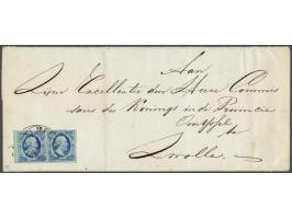 Almelo C (Ey 75) op 5 cent blauw plaat III in paar met velrand op briefomslag van Ootmarsum (langstempel achterzijde) 17-7-18