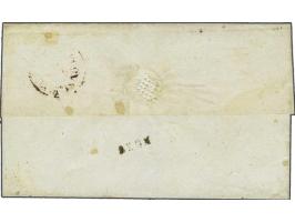 Assen B (Ey 200) op 15 cent donkeroranje met velrand op briefomslag van Norg (langstempel achterzijde) 12-10-1853 naar Den Ha