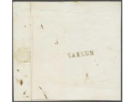 Bolsward B (Ey 100) op 5 cent lichtblauw plaat IV op briefomslag 21-1-1861 uit Makkum (langstempel achterzijde) pracht ex.