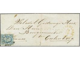 Culemborg C (Ey R) goed op 5 cent lichtblauw plaat IV op vouwbrief uit Geldermalsen (langstempel achterzijde) 14-10-1860, vri