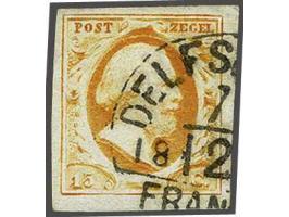 Delfshaven C (Ey 800) deels op 15 cent oranje, pracht ex. met certificaat Moeijes 1991. Herkomst: collectie Minou Martine (19