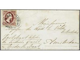 Doesborgh B (Ey 125) op 10 cent karmijn plaat I pos. 46 op kleinformaat briefomslag 24-10-1852 naar Amsterdam, pracht ex.