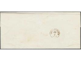 Dokkum C (Ey 500) en langstempel Nes (Ey 100) op 5 cent lichtblauw plaat IV op vouwbrief geschreven op Ameland 26-2-1861 naar