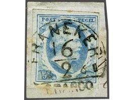 Franeker C (Ey 400) op 5 cent blauw plaat IV op fragment, pracht ex. (miniem geel vlekje)