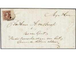 Goes C (Ey 50) op 10 cent dofrood plaat V met velrand op vouwbrief van Cortgene (langstempel achterzijde) 28-10-1860 naar Sas
