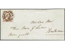 Harderwyk A (Ey 400) op 10 cent karmijn plaat I pos. 46 op briefomslag 30-6-1853 naar Amsterdam, pracht ex.