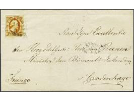Harlingen A (Ey 250) iets onduidelijk op 15 cent donkeroranje op briefomslag van Makkum (langstempel achterzijde) 16-6-1853 n