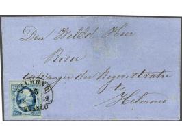 Helmond B (Ey 125) op 5 cent blauw plaat IV op briefomslag uit Gemert (langstempel achterzijde) 16-1-1859, pracht ex. (omslag