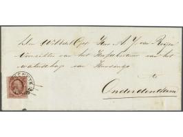 Steenwyk C (Ey 200) op 10 cent dofrood briefomslag van Kuinre (langstempel achterzijde) 16-7-1860 naar Onderdendam, pracht ex
