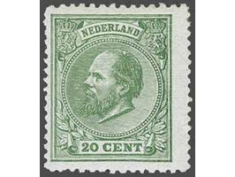 20 cent groen tanding 13¼ x 14 kleine gaten, pracht ex. met papierrestje achterzijde, cat.w. 880