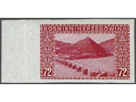 Landscapes 12, 60 and 72 heller, perforated proofs in 4 different colours of each value and imperforated set in the choosen c