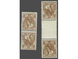 7½ cent bruin in keerdrukparen met en zonder tussenstrook, pracht ex., cat.w. 540