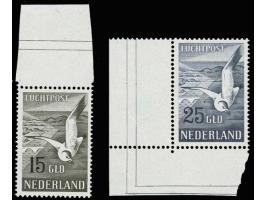 Meeuwen 15 en 25 gulden, beide met velrand, cat.w. 600