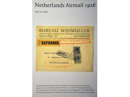5 luchtpostbrieven Nederland-Engeland v.v. 1920-1922 (w.b. met 60 cent luchtpost op brief 74 gram), 1x 1925 en 1x 1926 per ex