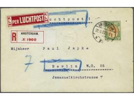 Aangetekende luchtpostbrief Amsterdam-Berlin 22.9.20 via Bremen, aankomststempel Berlin 2 Luftpost 24.9.20 en rode strook typ