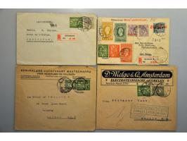 24 poststukken 1923-1935 met (bij)frankering uit LP1-LP3 w.b. enkelfrankeringen, aangetekend, expresse en waarde