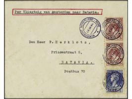 Van der Hoopvlucht, BS met ster, envelop met 20 cent Jubileum 1923 voor port en 2 ex. 5 gulden Wilhelmina Bontkraag 1899 voor
