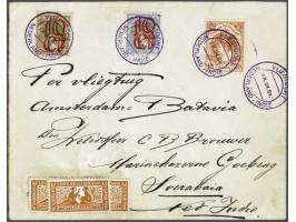 Van der Hoopvlucht, BS zonder ster 1.X.24, envelop met 2 ex. 10 cent Opruimingsuitgifte 1923 voor port en 10 gulden Wilhelmin