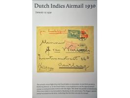 9 luchtpoststukken Nederlands-Indië-Nederland w.b. Koppen kaart en brief, luchtpostzegels, aangetekend en propellorstempels v