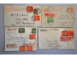 7 luchtpostcovers en 1 briefkaart 1921-1923 met frankering luchtpostzegels 1, en 3 voor luchtrecht