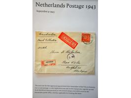 4 poststukken 1932-1941 per luchtpost met hoge frankeringen (alle met o.a. 7½ gulden Mercurius w.b. paar) en 2 brieven 1943-1
