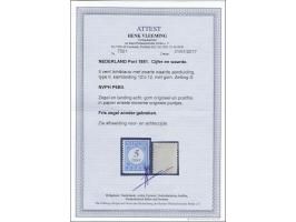 5 cent lichtblauw en zwart type II tanding 12½ x 12 grote gaten met certificaat Vleeming 2017, cat.w. 1350