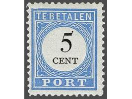 5 cent lichtblauw en zwart tanding 12½ x 12 type II met certificaat Vleeming 2017 (tanding zie foto), cat.w. 1350 