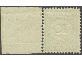 10 cent lichtblauw en zwart tanding 12½ x 12  type II met velrand met certificaat Vleeming 2017, enkele originele spikkeltjes