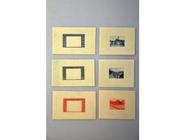 Landscapes 12, 60 and 72 heller, imperforated proofs in the chosen colours, one set with only frame and one set with only cen