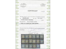 ½ t/m 50 cent lichtblauw met certificaat Muis 1998, 12½ cent met origineel glimplekje in gom, cat.w. 555