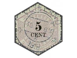 5 cent lila en zwart met kortebalkstempel Vlieland, vrijwel pracht ex.