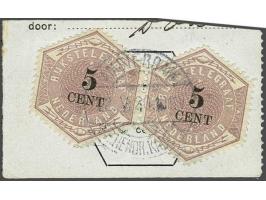 5 cent lila en zwart in paar met langebalkstempel Amsterdam Fr. Hendrikkade op fragment, pracht ex.