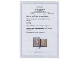 10 cent karmijnrood, pracht ex. met certificaat Vleeming 2014, cat.w. 1500