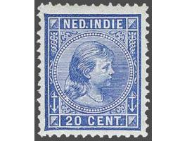 Hangend Haar 20 cent blauw met certificaat Vleeming 2019, boventanding zie foto, cat.w. 775