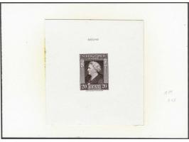 Stempelproef Wilhelmina 20 cent roodbruin als PC 294 maar gedrukt op kartonpapier, pracht ex.