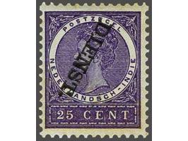 25 cent violet met foutdruk kopstaande opdruk, fraai ex. (gom getint) gesigneerd Nederlandse Bond en potloodparaaf met certif