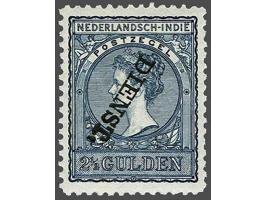 2½ gulden zwartblauw met foutdruk kopstaande opdruk, fris pracht ex., gesigneerd op achterzijde Nederlandse Bond en met certi